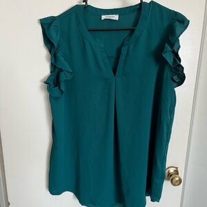 Emerald Green Ruffle Sleeve Women's Top